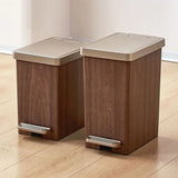 Wood Grain Garbage Bin High-end Household Garbage Storage Sealed with Lid Double Opening Design Kitchen and Bathroom Garbage Bin