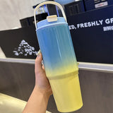 890ml/30OZ Large-capacity Car-mounted Thermos Cup,Double-layer Stainless Steel Vacuum Flask,Handle Outdoor THERMAL WATER Bottle