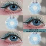 Blue Lenses with Prescription Myopia Colored Contact Lenses for Eye Cosmetic Eye Contacts Lens with Degree Yearly Pupil
