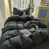 New solid color simple washed cotton student bed sheet four-piece set machine washable student dormitory three-piece set