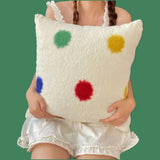 Ikeehome  class A sheep wool throw pillow cartoon small fresh throw pillow living room bedroom pillow 45x45cm