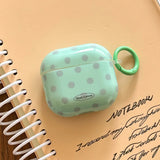 Mint Green Earphone Case For AirPods 1 2 3 4 Pro 2 Grey Polka Dot Pattern Simple Soft Silicone Protection Cover Cute Keychain