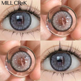 2pcs/Pair Color Contact Lenses Myopia Green Real looking Yearly Colored Lens Natural Dioptric Eye with Shimmer Degree Mill Creek