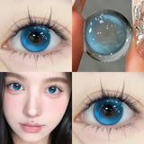 1 Year 2Pcs New Cosplay Colored Contact Lenses Myopia  Anime Cyber Gray Color Contacts with Power Foggy White  Halloween
