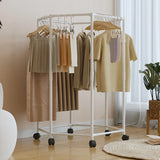 Hexagon Rotating Floor Clothes Rack Dormitory Coat Hanger Stand Indoor Drying Rack Movable Garment Organizer Hat Stand