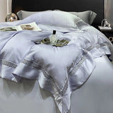 800TC Lyocell Soft Silky Cooling Summer Luxury Hollow Wide Edge Bedding Set Duvet Cover Bed Sheet/Fitted Sheet Pillowcases 4Pcs