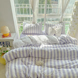 Nordic Bedding Set Ins Popular Striped Duvet Cover Set Bed Sheets Set Single Twin Full Queen Size Skin-Friendly Soft Bedding