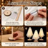 3 Pcs Battery Powered Halloween Ghost Figurine Table Decor Fun Ghost Table Decor Creative Halloween Decorations Light
