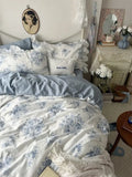 Pure Cotton Floral Printed Bedding Set Four-Piece Queen Size Bed eet Cover Duvet Cover Bed Canopy Princ Sle Home Textile