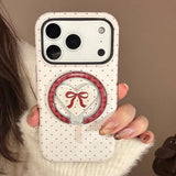 Full Screen Polka Dot Fold Love Heart Magnetic Holder Case for iPhone 13 14 15 16 17 Pro Max Air Shockproof Cover for Magsafe
