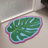 Modern Tropical Monstera Leaf Bathroom Mat Soft Diatom Mud Anti-Slip Shower Rug Fast Water Absorbing Toilet Entrance Floor Pad