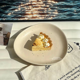 Ins Style Triangular Plates High-end Ceramic Cake Dessert Tray Exquisite Household Breakfast Plate Simple Splashed Ink Tableware