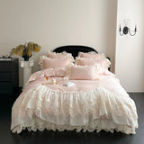 Lace Princess Bedding Set Gorgeous Embroidery Romantic Flat Bed Sheet Pillowcases Queen King Size Bed Linen Set Gift for Family