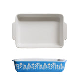 1Pc Double-Ear Ceramic Polishing Plate, Baking Pan, Household Small Eating Plate Baking Plate, Hand-Painted Relief Pattern Ceramic Plate, Suitable for Cooking, Barbecue, Cake, Dinner, Oven Safety, Kitchen Utensils, Gift Givin
