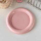 ins style tableware chubby  household high-end pure white dessert plate coffee shop pasta plate breakfast