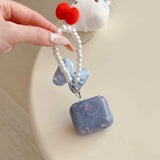 INS Korea Bow Knot Pearl Pendant Chain Earphone Case For Airpods Pro3 1 2 3 4 Cover Soft For Air Pods Pro Pro2nd Fundas