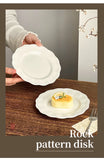 French Retro Relief Plates High-end White Ceramic Flower Dish Household Breakfast Bread Plate Exquisite Dessert Tableware