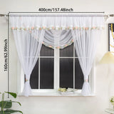 1PC French Floral Lace Sheer Curtain, Romantic Rose Trim Semi‑Transparent Gauze, For Living Room, Sweet Housewarming Gift