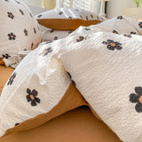 Korean Style Seersucker  Washed cotton Bedding Set  Girls Twin Queen Size Duvet Cover   Bed Linens Kids Fashion
