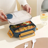 1300ml Plastic microwave oven Lunch box with Tableware for Office Workers Students Divided Bento Box Leakproof Food Container