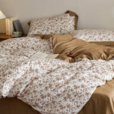 Japanese ditsy floral Cotton Bedding Sets Duvet Cover Sheet Pillowcase 4pc Underwear Bed Linens