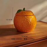 Ceramic Tea Jar Tangerine Orange Simulated Fruit Cute Storage Tank Storage Bottle with Lid Decorative Figurines Home Decoration