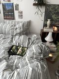 Simple Pure Color Bedding Set 4-Piece Pure Cotton Quilt Coverlet Dormi Bedding 3-Piece Set Color Woven Bedding Linen