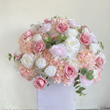 Pink Green Artificial Hydrangea Rose Anthurium Arrangement Wedding Table Centerpiece Floral Runner Party Backdrop Banquet Decor