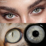 Yearly Disposable Cat Eyes Colored Contact Lenses 1 Pair Grey Brown Natural Small Pupil Beauty Makeup Color Contacts