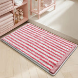 Soft Tufting Stripe Bathroom Mat Floral Tulip Bedroom Carpet Anti-slip Tidy Rug Doormat Foot Dry Pad Aesthetic Home Room Decor