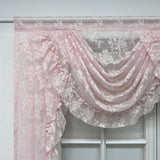 1PC Pink Flower Ripple Curtain Head for Living Room Sheer Lace Valance Girls Princess Bedroom Home Decoration Custom