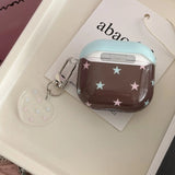 Blue Cover Brown Pink Star + Heart Pendant Case Suitable for Apple for Airpodspro2 Case/For Airpodspro Case/For Airpods4 Case/For Airpods3 Case/For Airpods2 Case/Fashionable Women's Earphone Case/Simple Earphone Case/