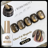 10ml Leopard Cat Magnetic Eye Gel Nail Polish Autumn Night Coffee Brown Glass Beads Soak Off UV LED Manicure Nail Ar