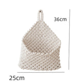 Handmade Macrame Hanging Storage Basket Magazine Flower Organizer Pouch Small Stuff Organization Home Room Cafe Shop Decor