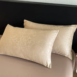 Nordic Bedding Sets Jacquard Plant Floral Cotton Soft 4PCS Bed Sheets Set With 2 Pillowcases Twin Double Queen King Size Bedding