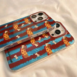 Whirlpool Pattern Red Blue Contrasting Sausage Dog Case For iPhone 16 15 Pro Max 14 13 12 11 XS XR X SE 7 8 Plus Silicone Cover