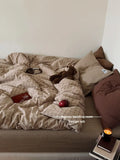 Ins Simple Retro Red Plaid Pure Cotton Waed Cotton Four-Piece Set Bedding Cap Sle Milk Velvet Softn All Seasons Use