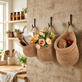 3pcs Kitchen Wall Mounted Storage Net Pocket Fruit Vegetable Wall-mounted Storage Bag Handmade Multifunctional Decoration Basket