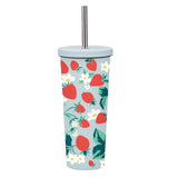 830ML Large Hole Thermos Cup With Straw And Pattern,Mug,Double Layer Stainless Steel Vacuum Flasks,Portable Insulated Water Cup