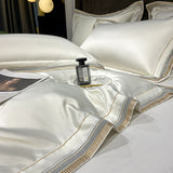 Luxury Embroidery King Size 600TC Egyptian Cotton Soft Smooth Duvet Cover Sheet Set Fitted Sheet Pillowcases Hotel Bedding Set
