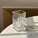 Ikeehome  180ml Retro Square Glass Cups Short Foot Drinkware Multicolored Kitchen Glass Juice Bubble Water Espresso Cups Kitchenware Gifts
