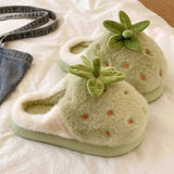 Cotton Slippers for Women Winter Indoor Home Warmth Plush and Cute Slippers Strawberry-tipped Thick-soled Anti-slip Cotton Shoes