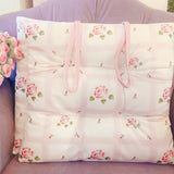 Romantic Pink Rose Printed Chair Cushion Home Decorative Cushion Bedroom Dormitory Square 40x40cm Chair Cushion Pastoral Style