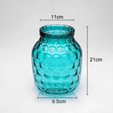 Honeycomb Relief Glass Vase Blue Transparent Flower Pots Decorative Desk Decoration Hydroponics Floral Modern Home Decor