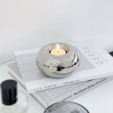 Ceramics Candle Holder Circular Silvery Candlestick Home Desktop Modern Simplicity Decor DIY Office Supplies Aromatherapy Gifts
