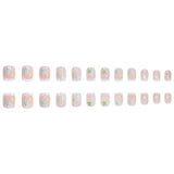 Starfish Fake Nails Reusable French Press on Nails Summer Short Square False Nail Art Ocean Fake Nails Starfish Design Nails Tip