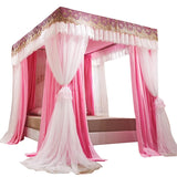 2 Layers Shading Quadrate Palace Mosquito Net with Frame Princess Romantic Bed Curtain Canopy Nets Three-door Single Double Size