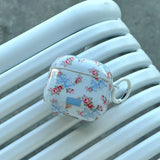 Lovely Pink Flower Gloss Soft Earphone Case for AirPods Pro 2 With Keychain for AirPods 4 3 2 1 Silicone Protection Cover