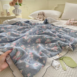 Princess Summer Quilt Washed Cotton Air Conditioner Student Dormi Thin Quilt With Lace Skin-friendly Soft Blanket Home Textiles