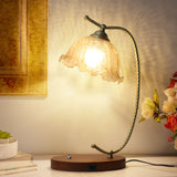 Mid-Century Bedside Table Lamp Modern Glass Flower Desk Lamp Gold Reading Lamp
